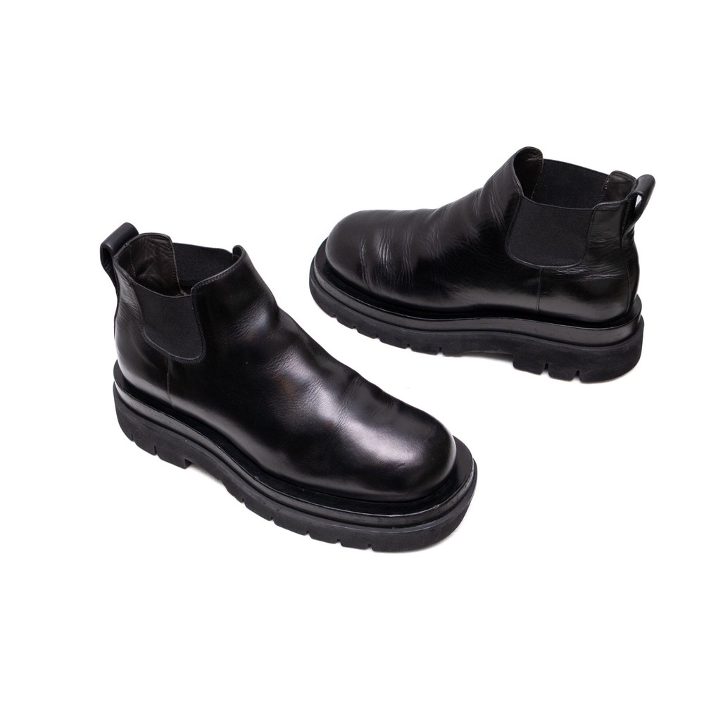 Bottega Veneta Womens Black Leather Chelsea Boots Lug Sole Size:US9/EU39